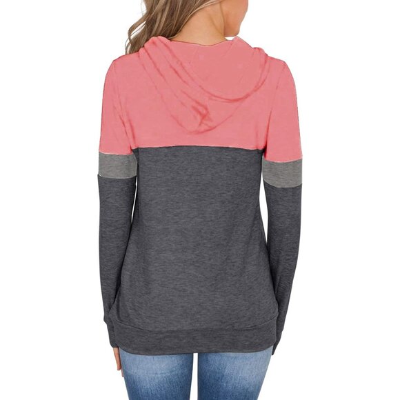 Women's Long Sleeve Hoodie Pullover Casual Tops Lightweight Fall Fashion - Picture 3 of 7